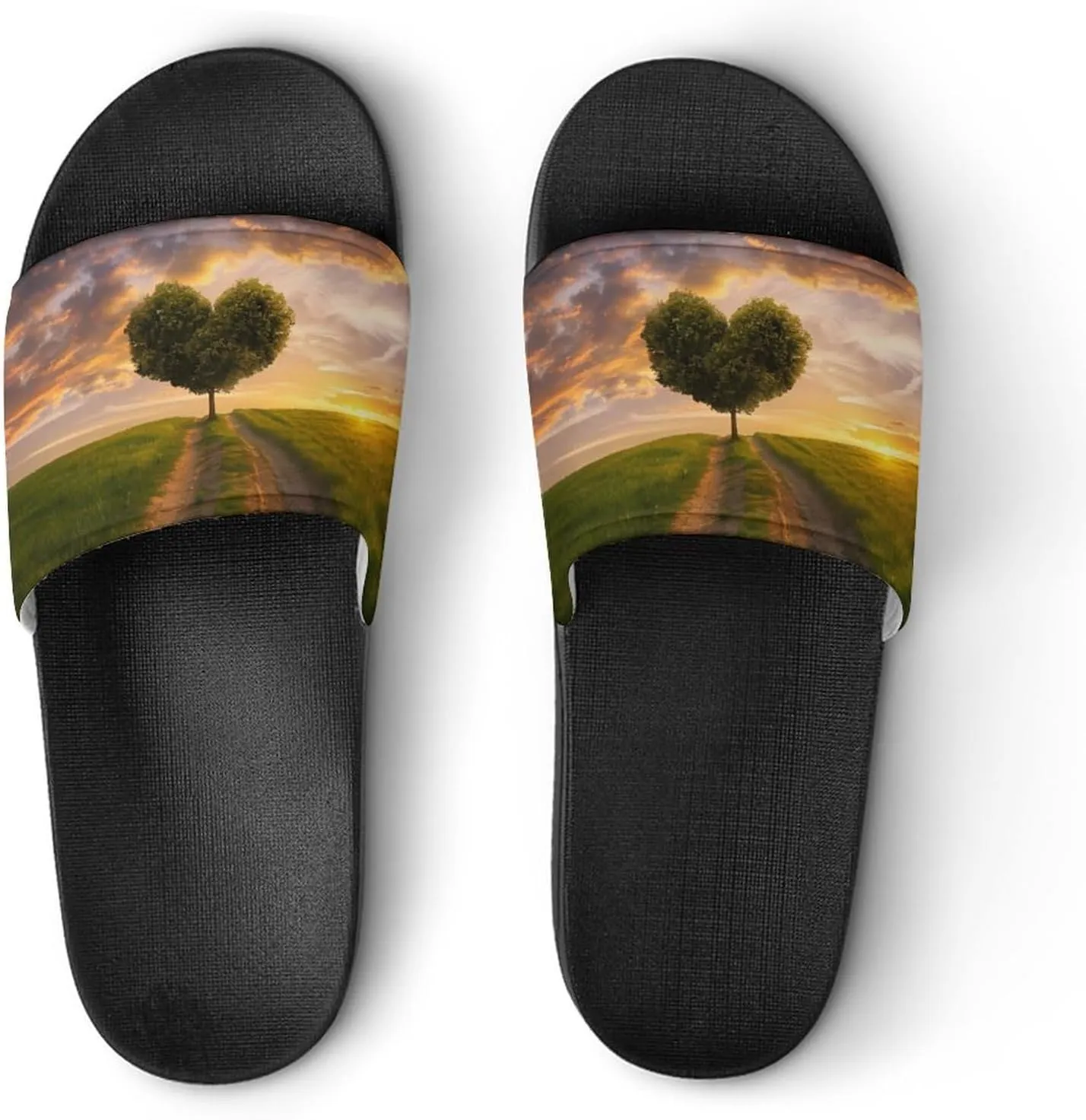 Heart Shape Tree In Sunset Slippers for Women Men Anti-Slip Shower Slides Open Toe Slippers for Home Outdoor Beach