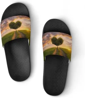 Heart Shape Tree In Sunset Slippers for Women Men Anti-Slip Shower Slides Open Toe Slippers for Home Outdoor Beach