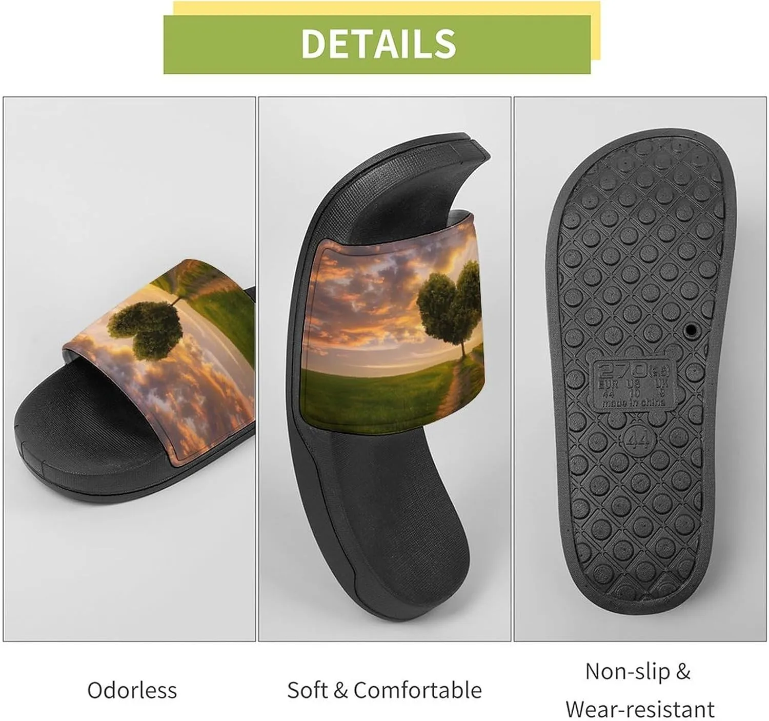 Heart Shape Tree In Sunset Slippers for Women Men Anti-Slip Shower Slides Open Toe Slippers for Home Outdoor Beach