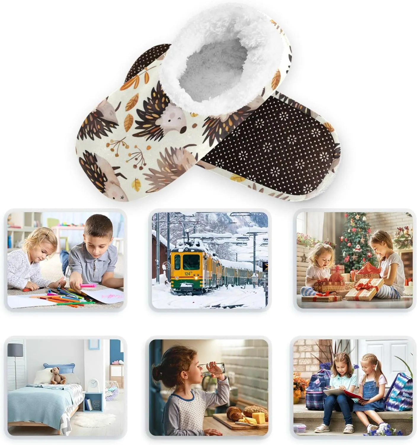 Hedgehog Leaves Animals Kids Slippers for Boys Girls