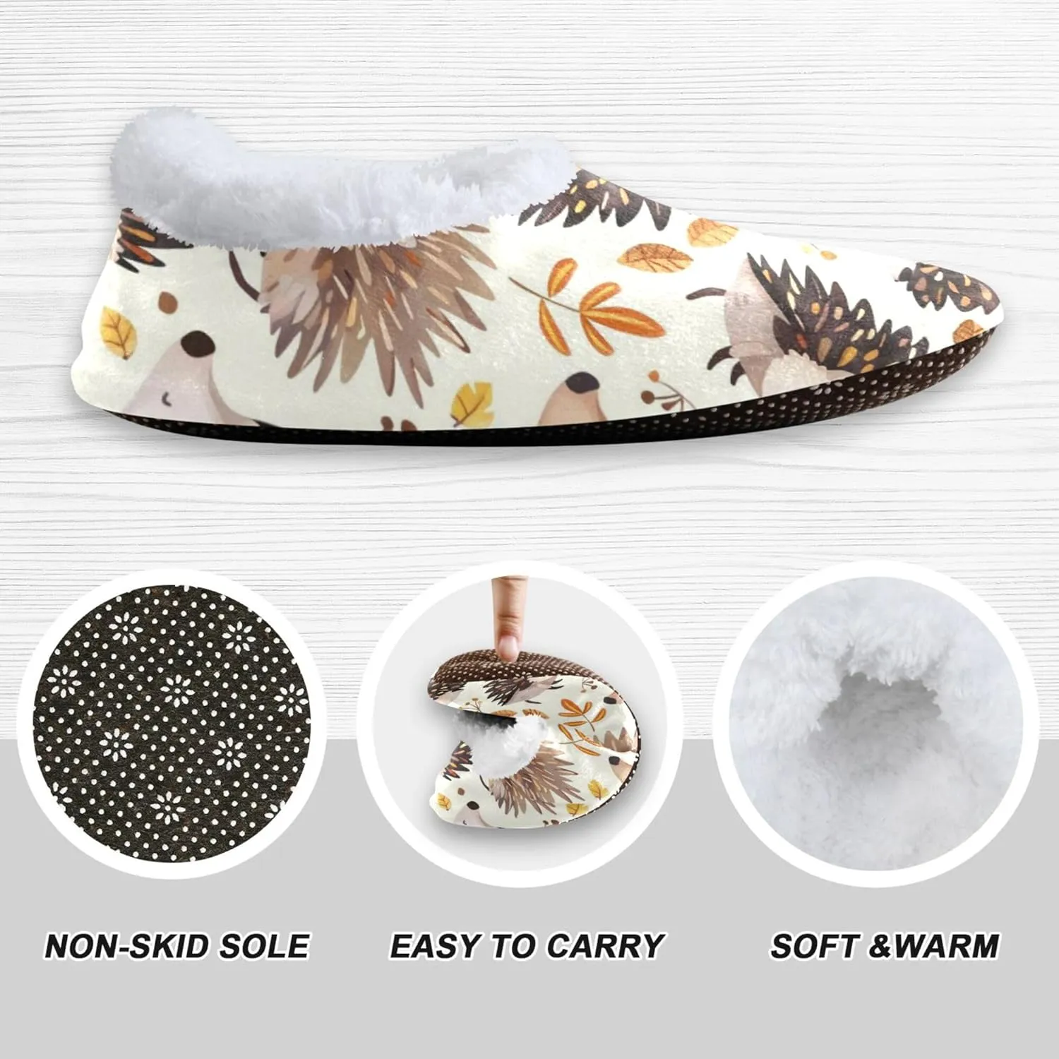 Hedgehog Leaves Animals Kids Slippers for Boys Girls