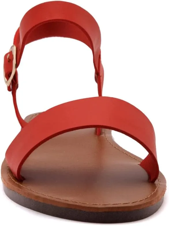 Herstyle Keetton Women's Flat Sandals Open Toe Ladies Dressy Sandals Black White Cognac Flat Sandals Ankle Strap Comfy Casual Sandal for Summer