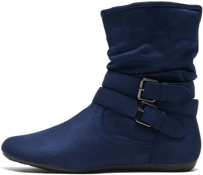 Herstyle Lindell Womens Ankle Booties Fashion Slouch Mid-Calf Flat Boots