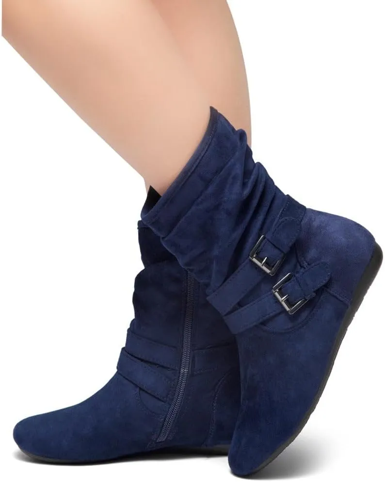 Herstyle Lindell Womens Ankle Booties Fashion Slouch Mid-Calf Flat Boots