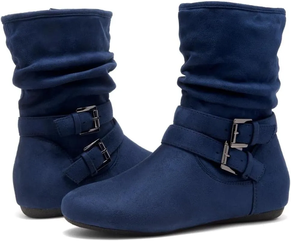 Herstyle Lindell Womens Ankle Booties Fashion Slouch Mid-Calf Flat Boots
