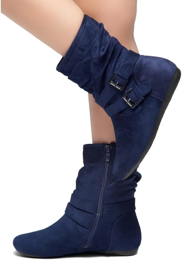 Herstyle Lindell Womens Ankle Booties Fashion Slouch Mid-Calf Flat Boots