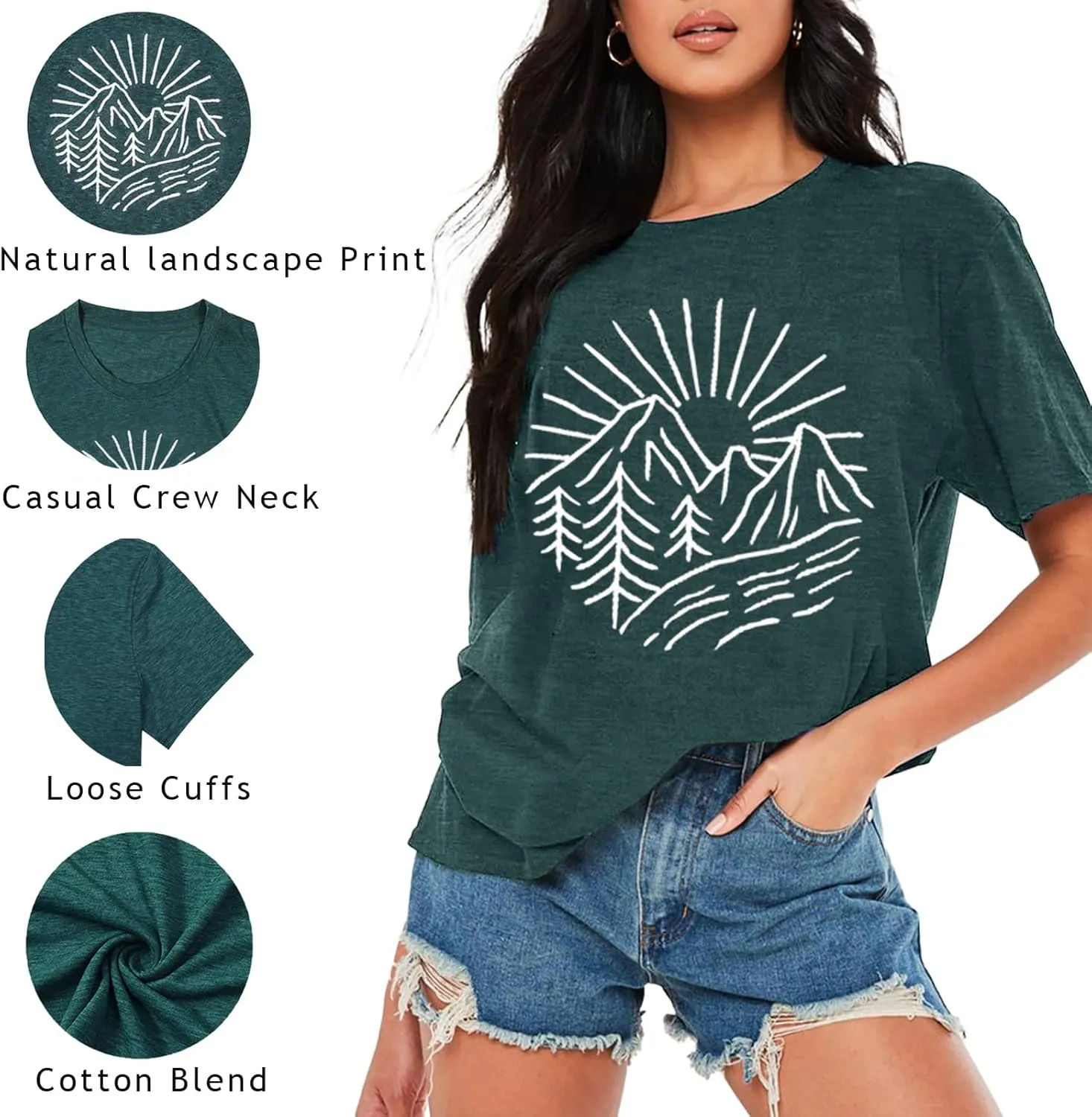 Hiking Mountain Tank Tops for Women Funny Pine Tree Sunrise Graphic Workout Tanks Summer Sleeveless Loose Fit Shirts Tops
