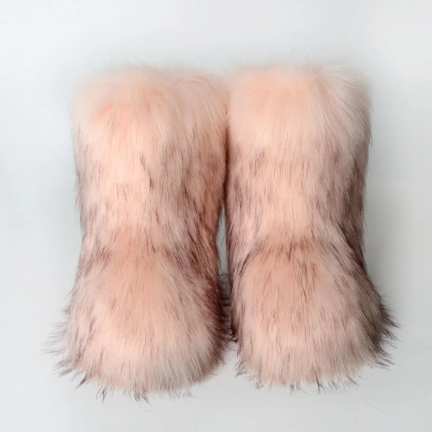 HINDOLA Womens Faux Fur Boots Fuzzy Fluffy Furry Round Toe Suede Boots Winter Comfy Plush Warm Snow Boots Comfortable Winter Ankle Booties Anti Slip Outdoor Indoor Flat Shoes
