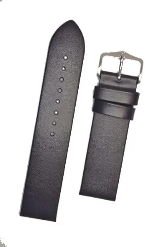 HIRSCH Wild Calf M, Untextured Leather Watch Strap in Blue, 20 mm, Steel Buckle