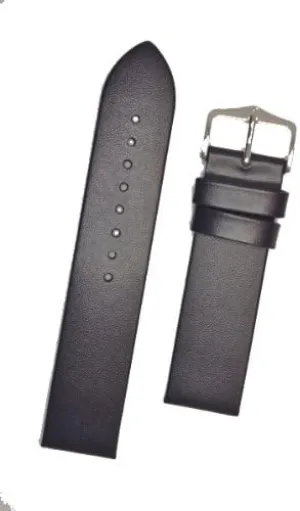 HIRSCH Wild Calf M, Untextured Leather Watch Strap in Blue, 20 mm, Steel Buckle