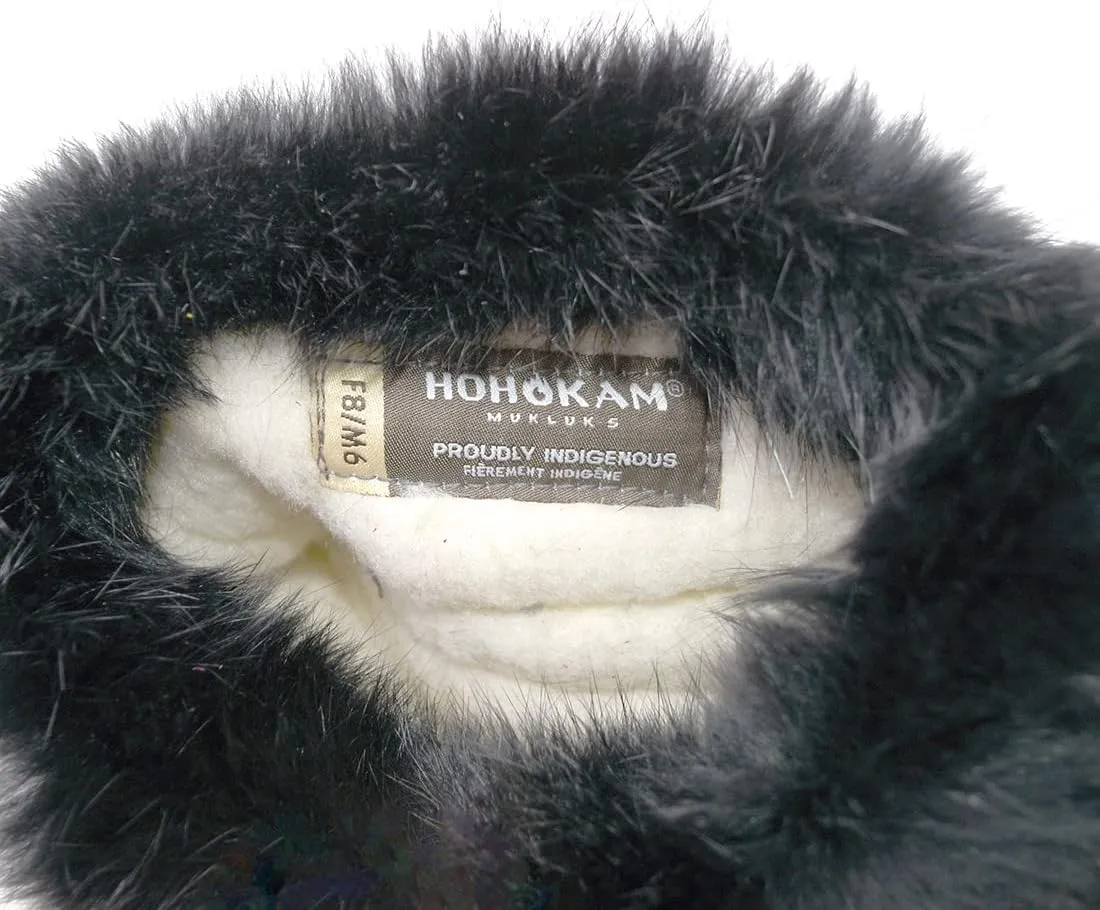 Hohokam Mukluks Women's Moccasin handmade Luxurious fuzzy rabbit fur collar house slippers