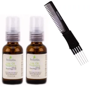 HOLISTIX by Retro Hair, Lite Oil Treatment, Made with Pure ARGAN OIL, Light Hair Serum (w/Sleek Premium Carbon Teasing Comb) Holistic Moroccan Morocco (1.0 oz (PACK OF 2))