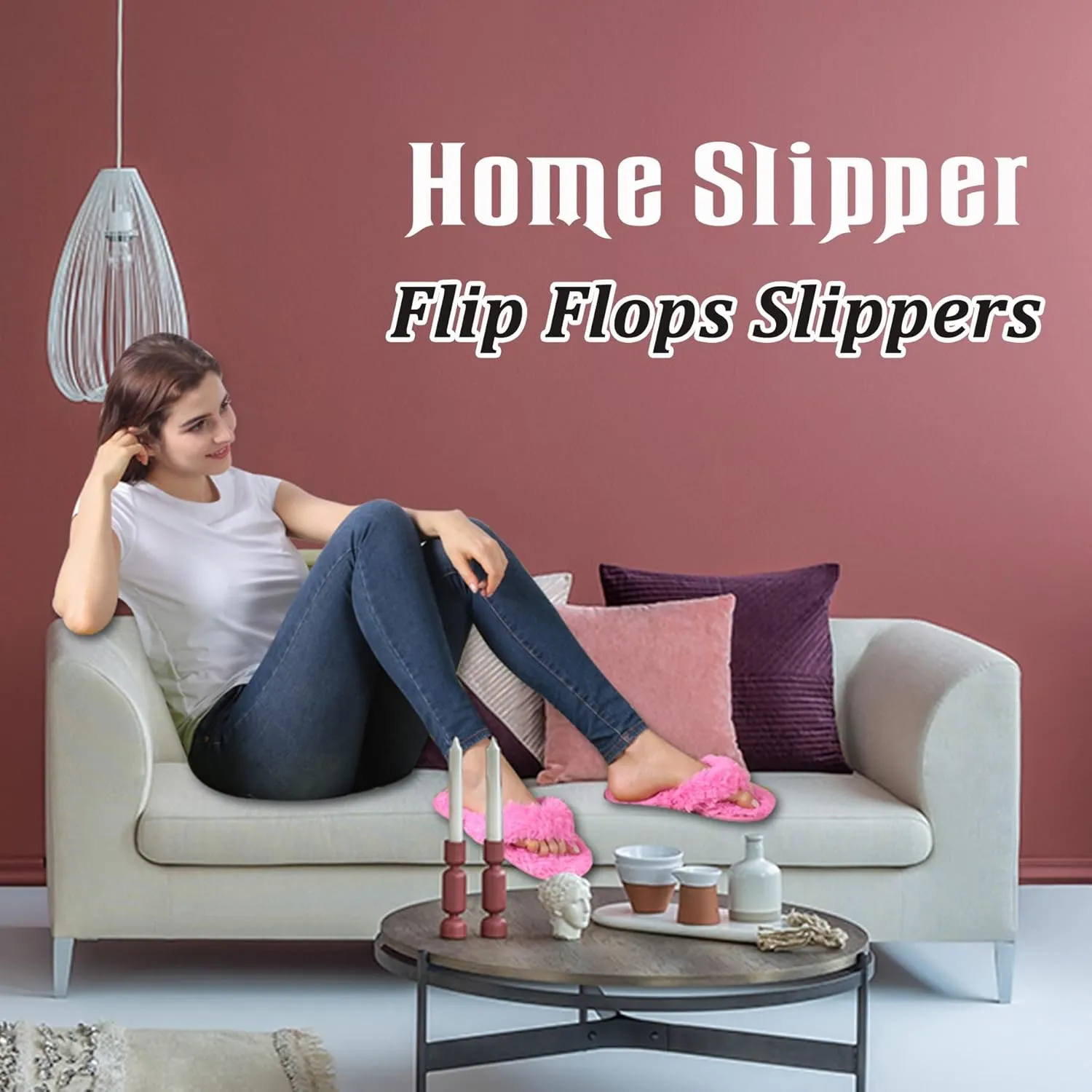 Home Slipper Women's Warm Cute Long Fleece Plush Indoor House SPA Slippers Clogs