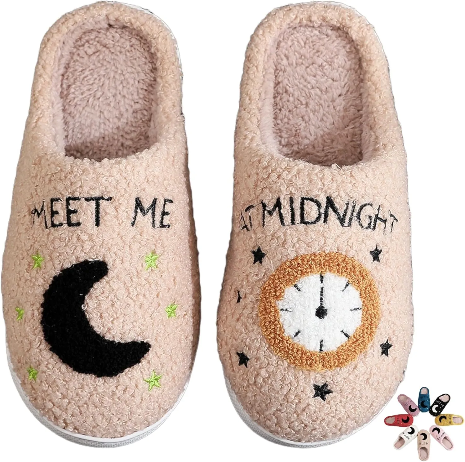 Home Slippers Winter Warm Plush Slippers Comfy Slippers for Women Men Indoor House Fluffy Couple Slippers Soft Cozy Non-Slip Sole Shoes Bedroom Slippers Fuzzy Moon Slippers
