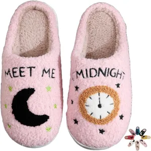 Home Slippers Winter Warm Plush Slippers Comfy Slippers for Women Men Indoor House Fluffy Couple Slippers Soft Cozy Non-Slip Sole Shoes Bedroom Slippers Fuzzy Moon Slippers