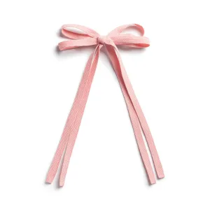 Hopscotch Twill Long Tail Clip-Ballet Slipper| Elegant Hand-Crafted Bow Knot with Long Tail & Secure Alligator Clip for Stylish Hold