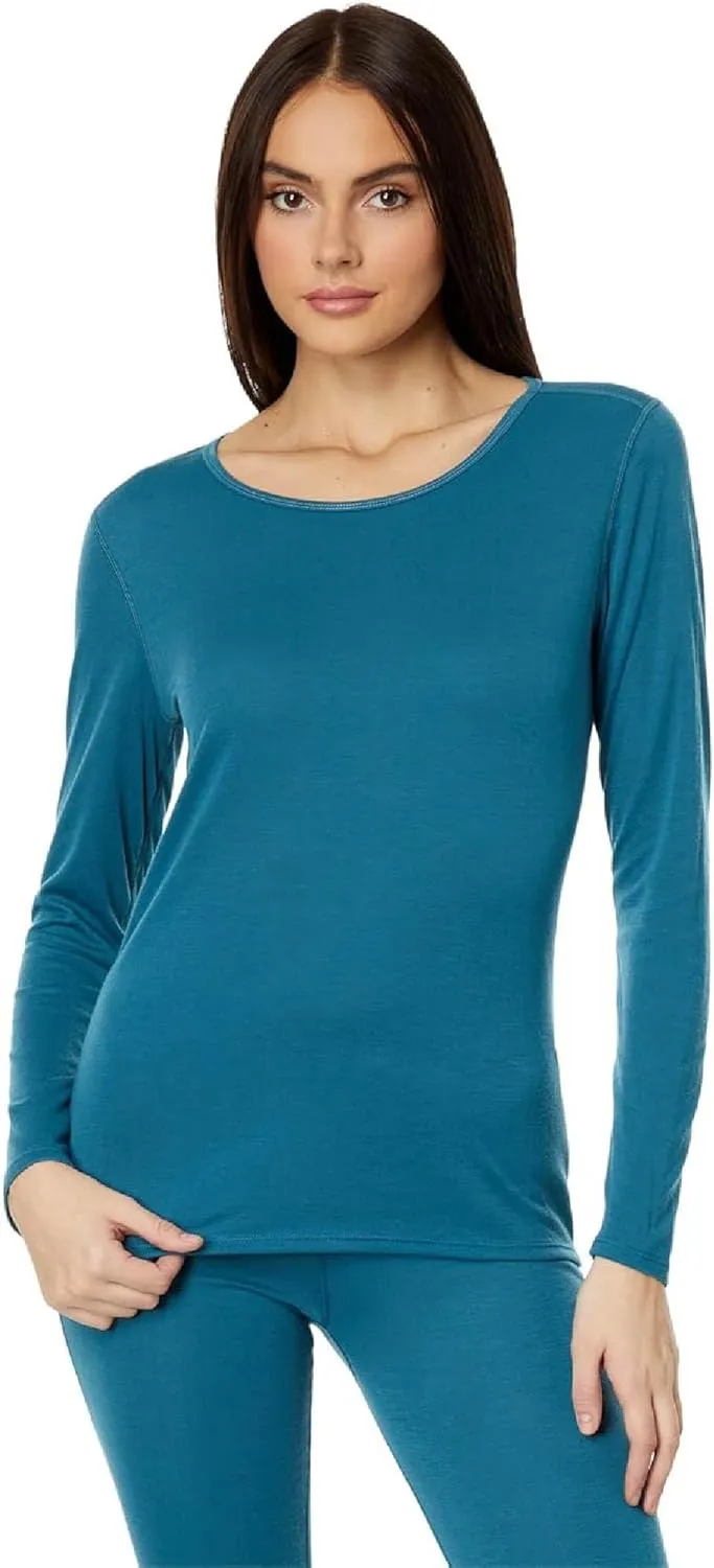 Hot Chillys Women's Pepper Bi-Ply Crewneck Top-Midweight Relaxed Fit Base Layer Thermal Training Cold Weather Long Sleeve Top
