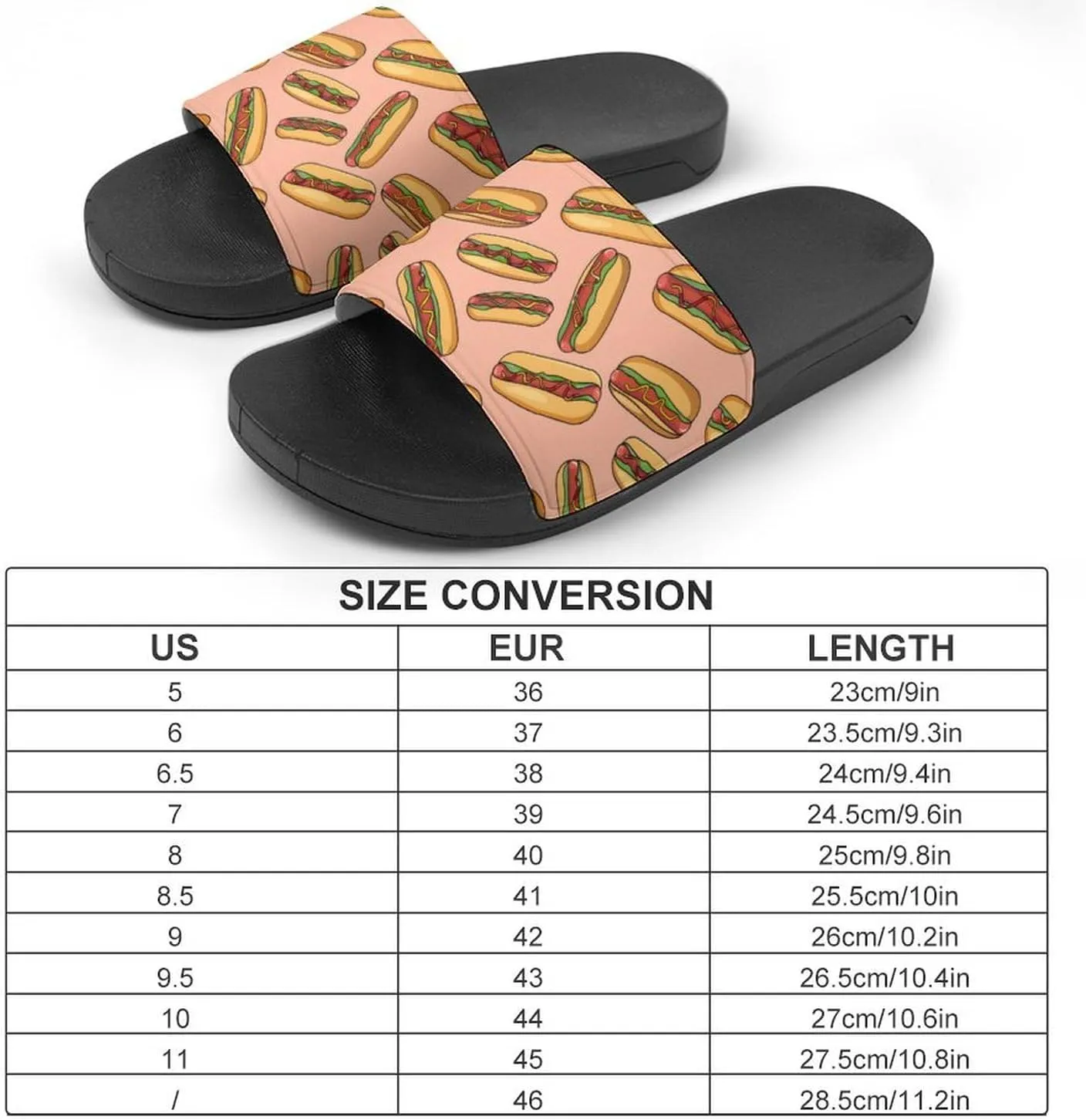 Hot Dogs with Wheat Buns Slippers for Women Men Anti-Slip Shower Slides Open Toe Slippers for Home Outdoor Beach