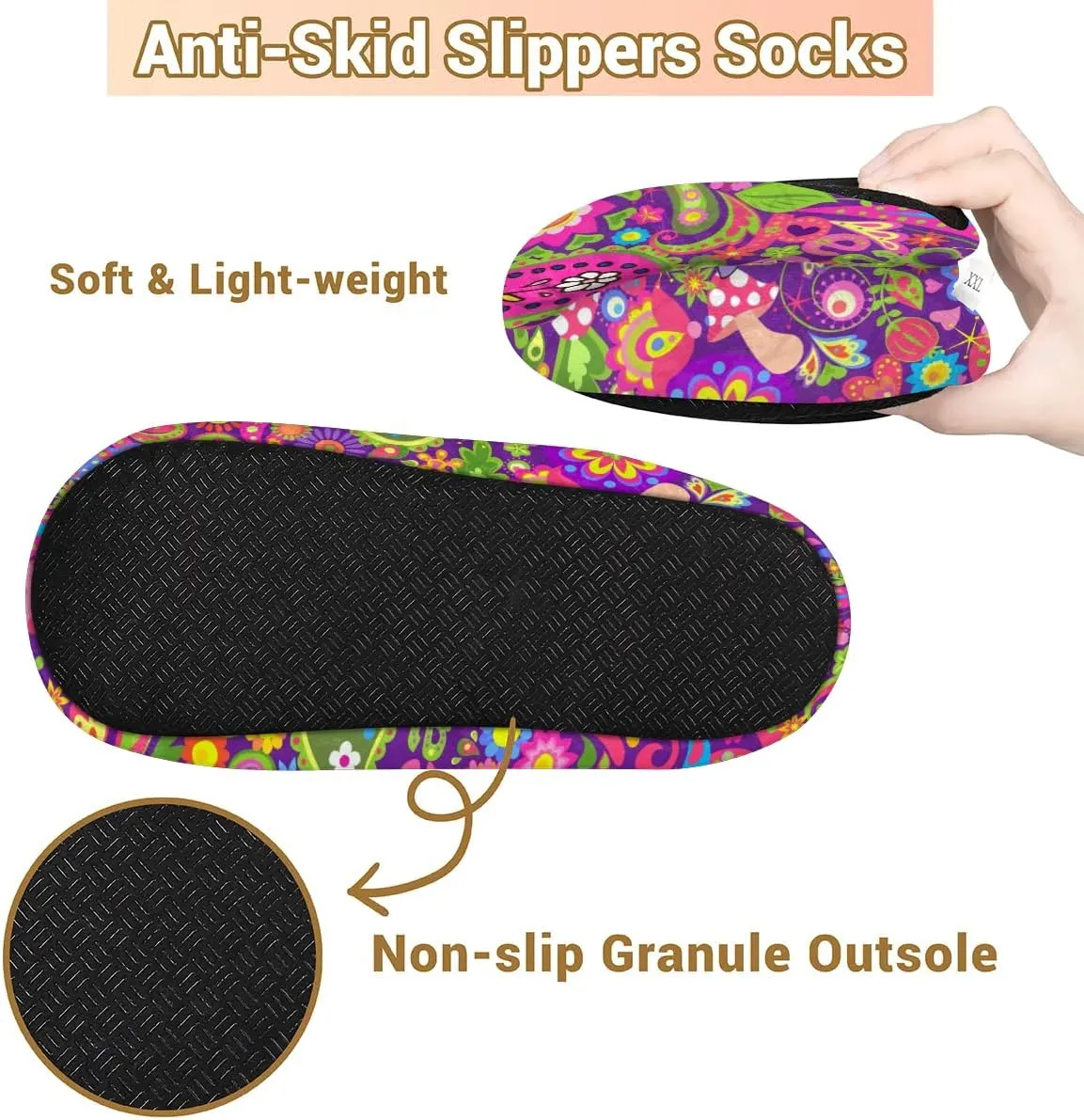 House Slippers for Women Men,Coral Fleece Fuzzy Slippers Socks,Memory Foam Non-Slip Indoor Outdoor Winter Bedroom Shoes