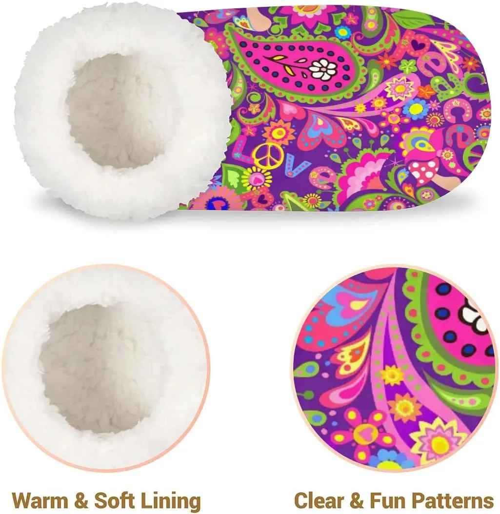 House Slippers for Women Men,Coral Fleece Fuzzy Slippers Socks,Memory Foam Non-Slip Indoor Outdoor Winter Bedroom Shoes