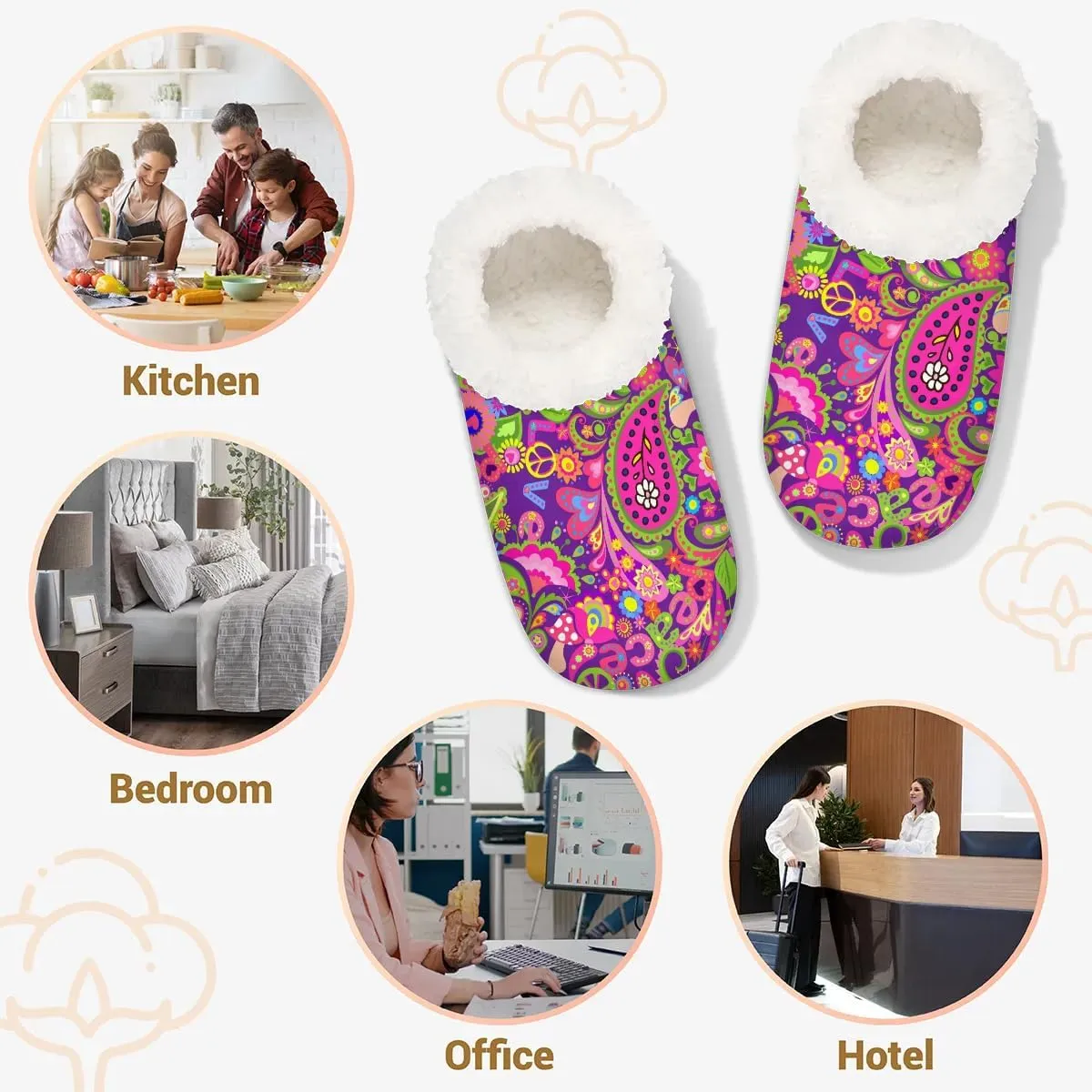 House Slippers for Women Men,Coral Fleece Fuzzy Slippers Socks,Memory Foam Non-Slip Indoor Outdoor Winter Bedroom Shoes