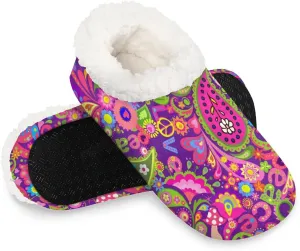 House Slippers for Women Men,Coral Fleece Fuzzy Slippers Socks,Memory Foam Non-Slip Indoor Outdoor Winter Bedroom Shoes