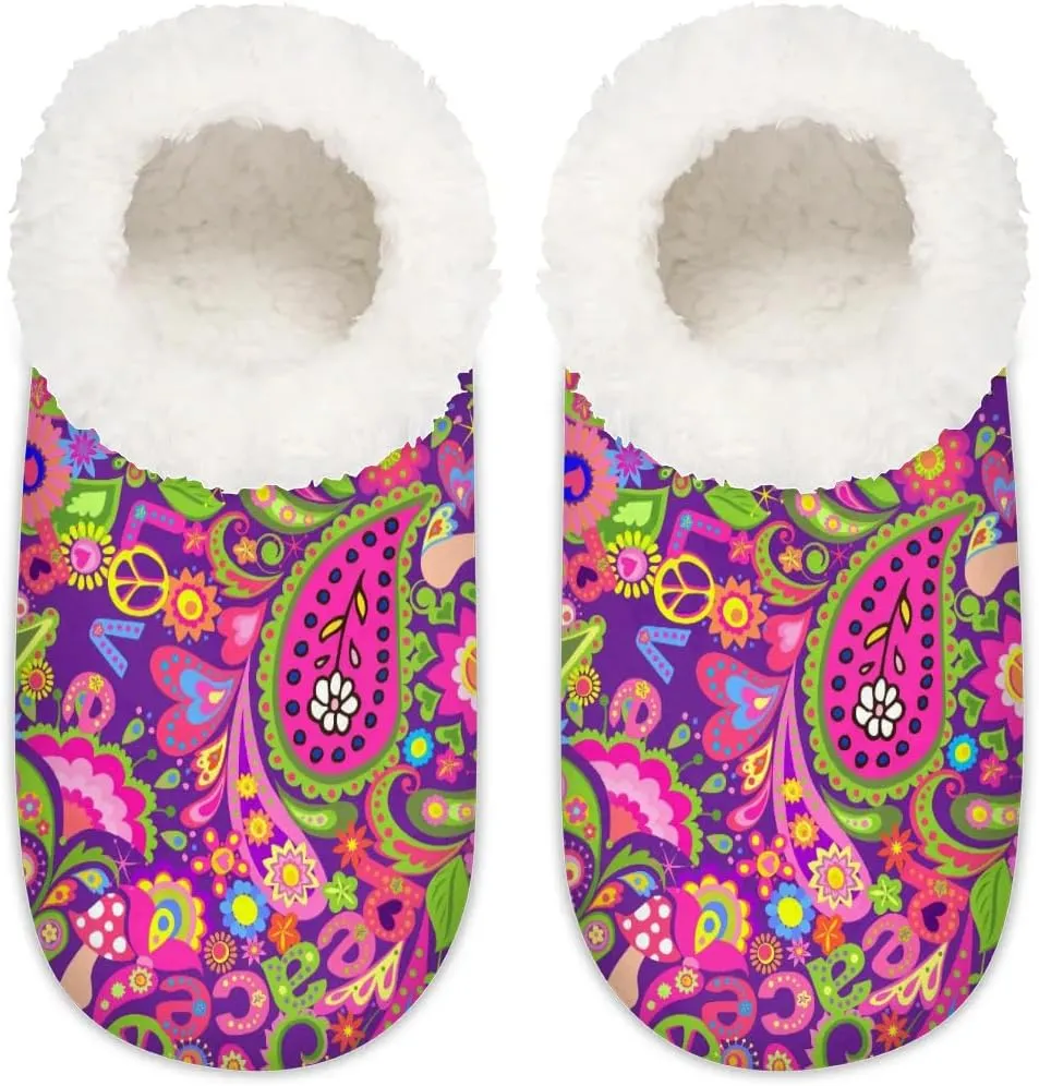 House Slippers for Women Men,Coral Fleece Fuzzy Slippers Socks,Memory Foam Non-Slip Indoor Outdoor Winter Bedroom Shoes