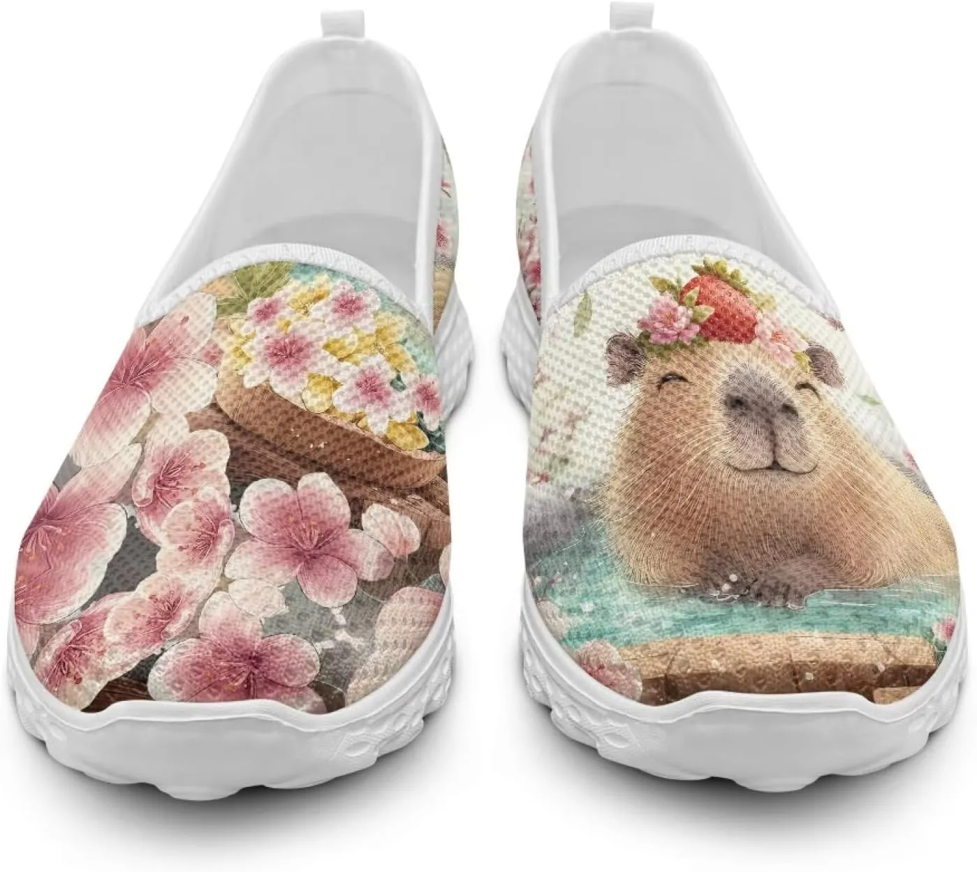 Howilath Women’s Wide Toe Walking Shoes Slip-on Sneakers Casual Tennis Gym Athletic Flats EVA Sole No Laces Size 5.5-10.5