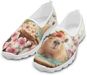 Howilath Women’s Wide Toe Walking Shoes Slip-on Sneakers Casual Tennis Gym Athletic Flats EVA Sole No Laces Size 5.5-10.5