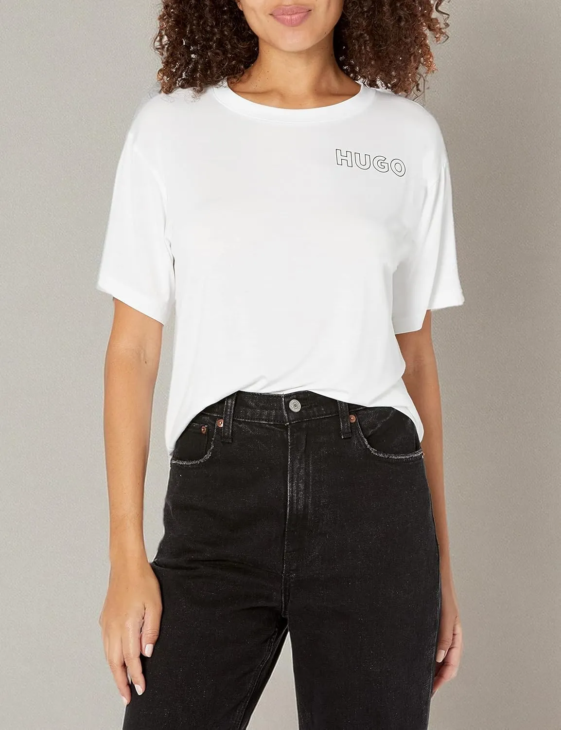 HUGO Women's Outline Logo Relaxed Fit T-Shirt