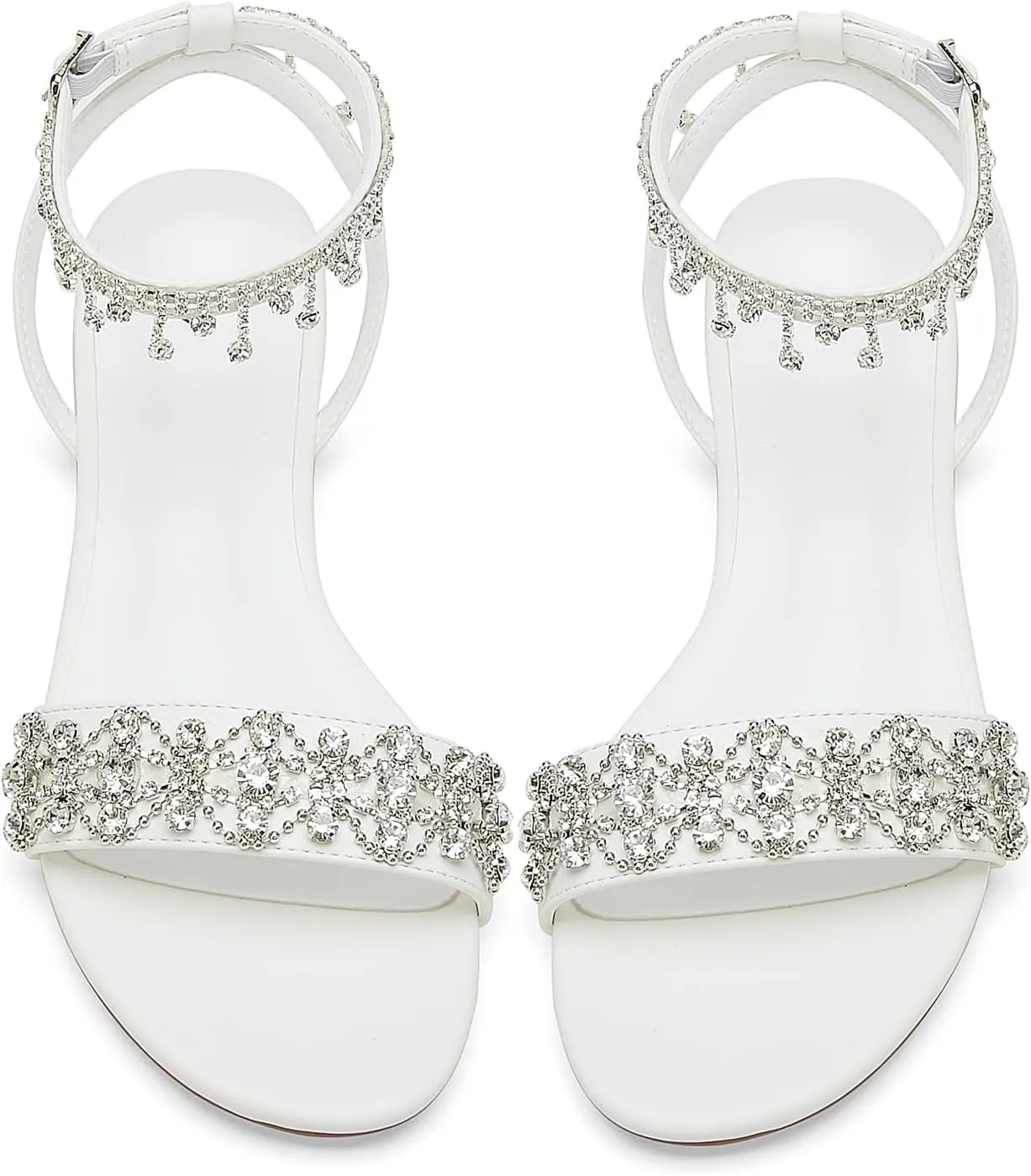 Hyinlays Women's Casual Dresssy Wedding Sandals for Bride Comfy Dress Summer Shoes Rhinestone Open Toe Flat Sandals for Summer Wedding