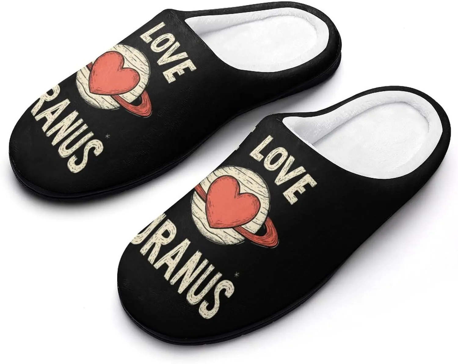 I Love Uranus Comfort Mens Cotton Slippers Winter Warm Slip-on House Shoes For Home Office Hotel