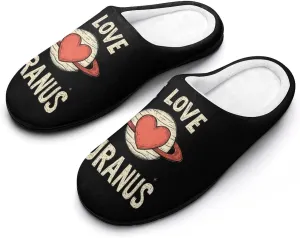 I Love Uranus Comfort Mens Cotton Slippers Winter Warm Slip-on House Shoes For Home Office Hotel