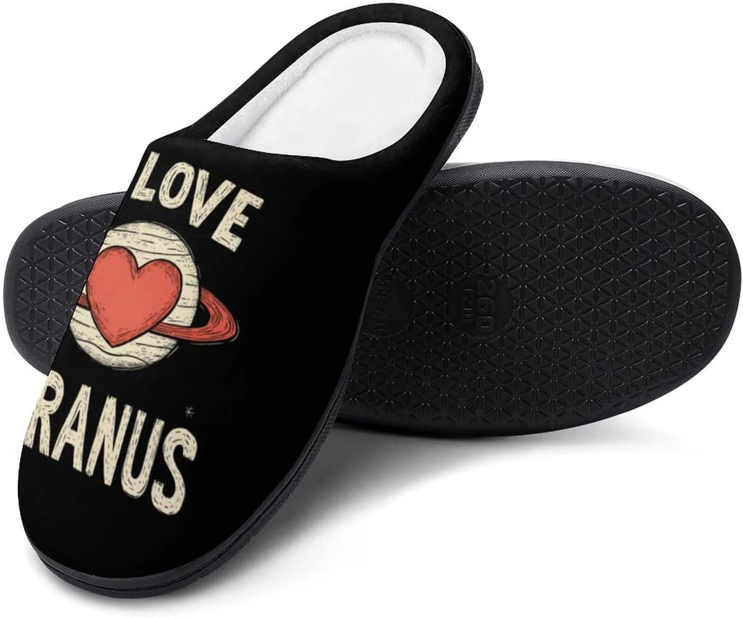 I Love Uranus Comfort Mens Cotton Slippers Winter Warm Slip-on House Shoes For Home Office Hotel
