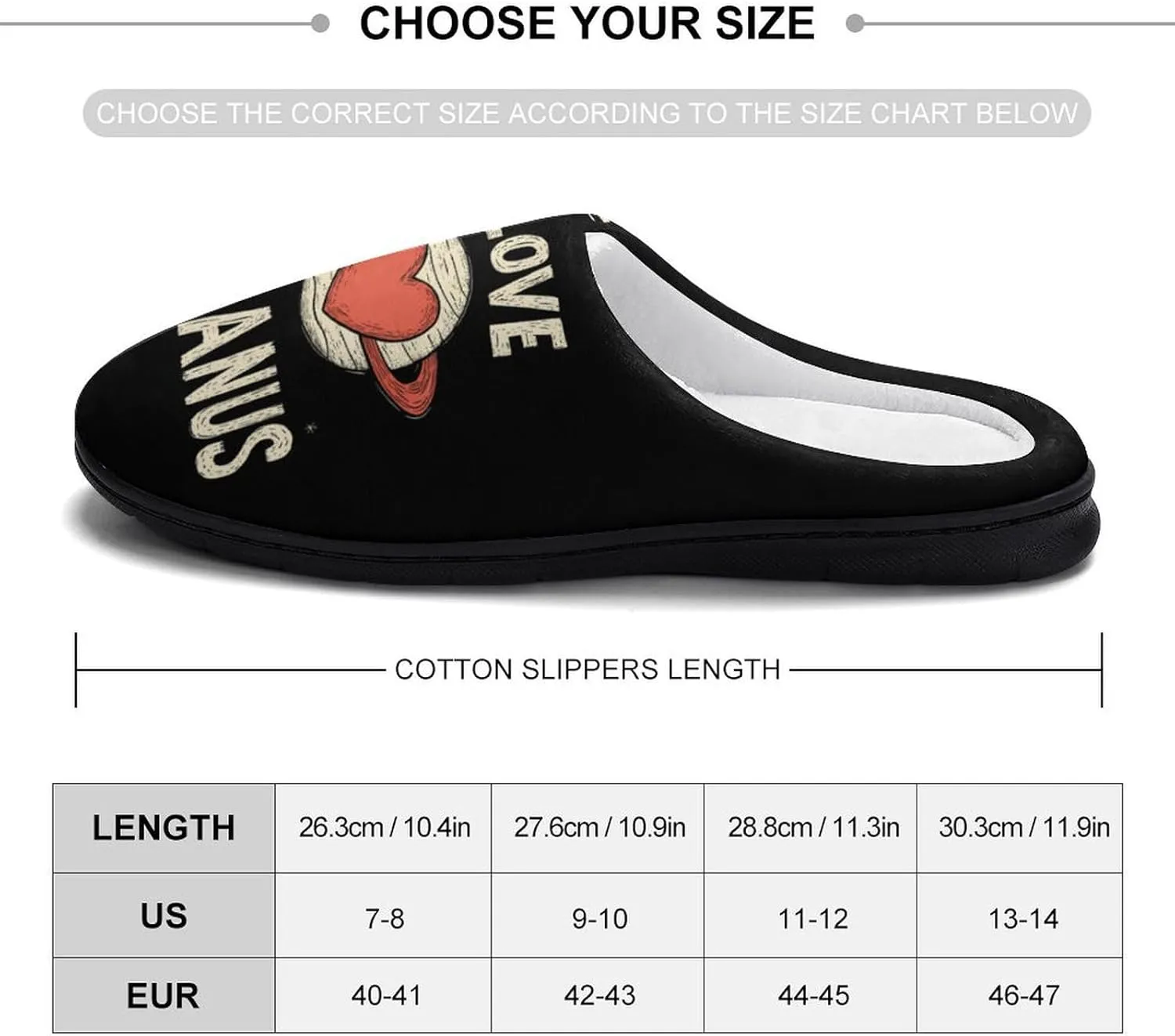 I Love Uranus Comfort Mens Cotton Slippers Winter Warm Slip-on House Shoes For Home Office Hotel