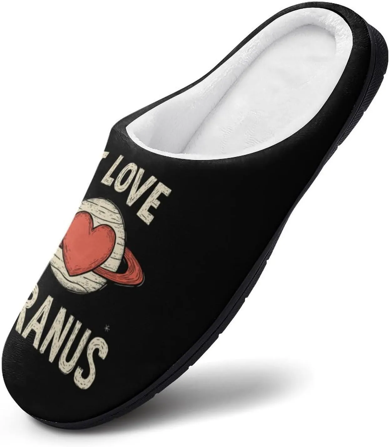 I Love Uranus Comfort Mens Cotton Slippers Winter Warm Slip-on House Shoes For Home Office Hotel