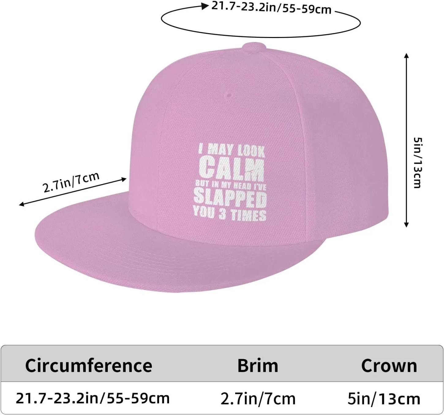 I May Look Calm But in My Head I've Slapped You 3 Times Baseball Cap,Snapback Hats Trucker Hat for Men & Women,Black