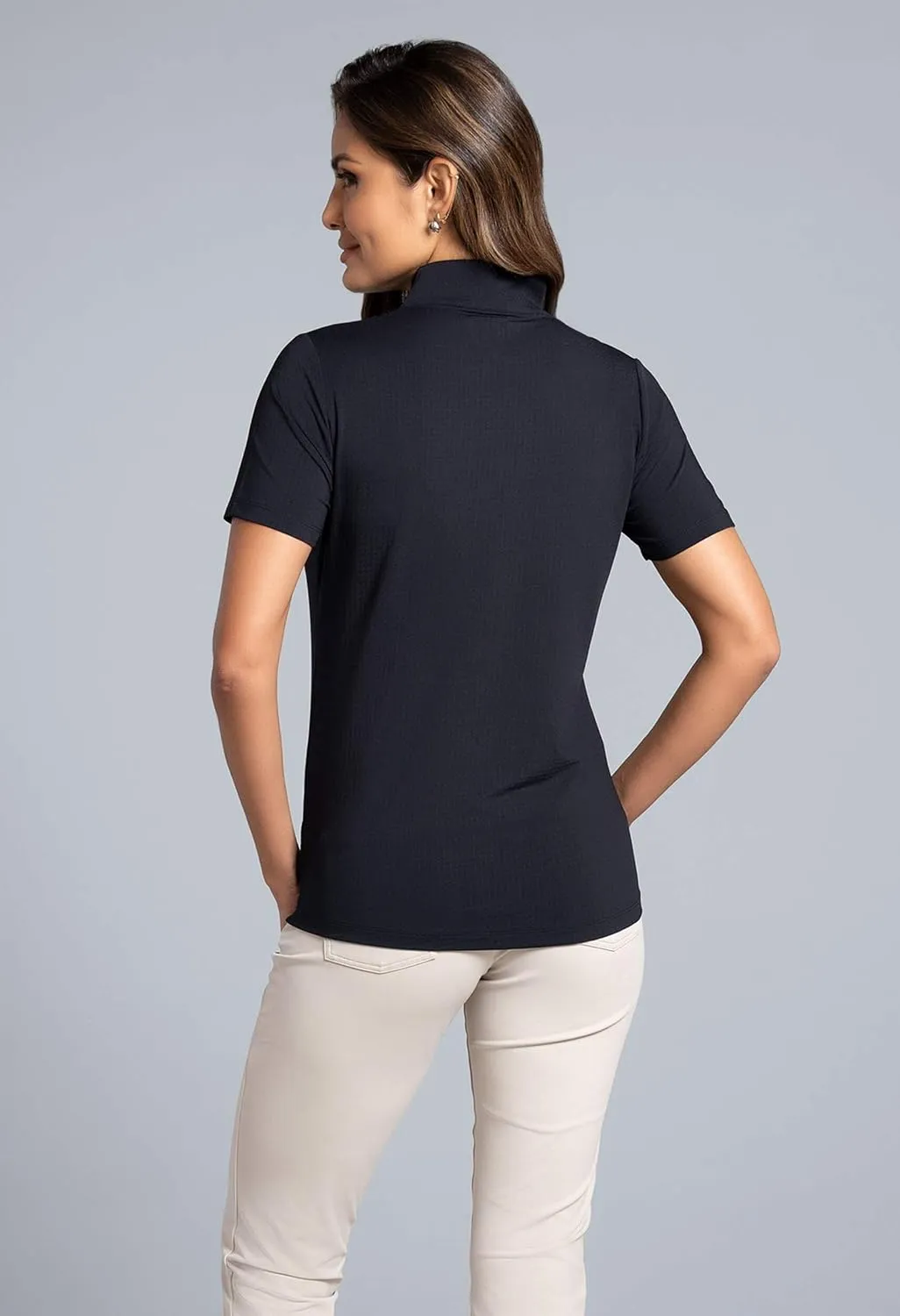 IBKUL Athleisure Wear Sun Protective UPF 50  Icefil Cooling Short Sleeve Mock Neck Top - 87000