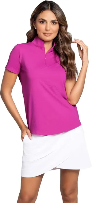 IBKUL Athleisure Wear Sun Protective UPF 50  Icefil Cooling Short Sleeve Mock Neck Top - 87000
