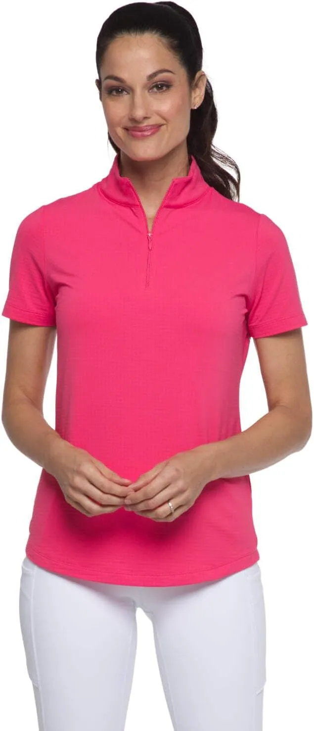 IBKUL Athleisure Wear Sun Protective UPF 50  Icefil Cooling Short Sleeve Mock Neck Top - 87000
