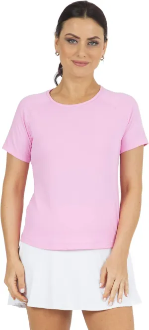 IBKUL Athleisure Wear Sun Protective UPF 50 Icefil Cooling Tech Solid Short Sleeve Crew Neck - 85000