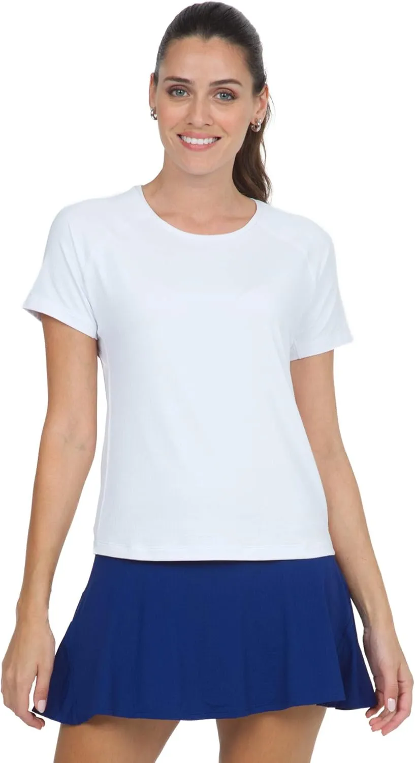 IBKUL Athleisure Wear Sun Protective UPF 50 Icefil Cooling Tech Solid Short Sleeve Crew Neck - 85000