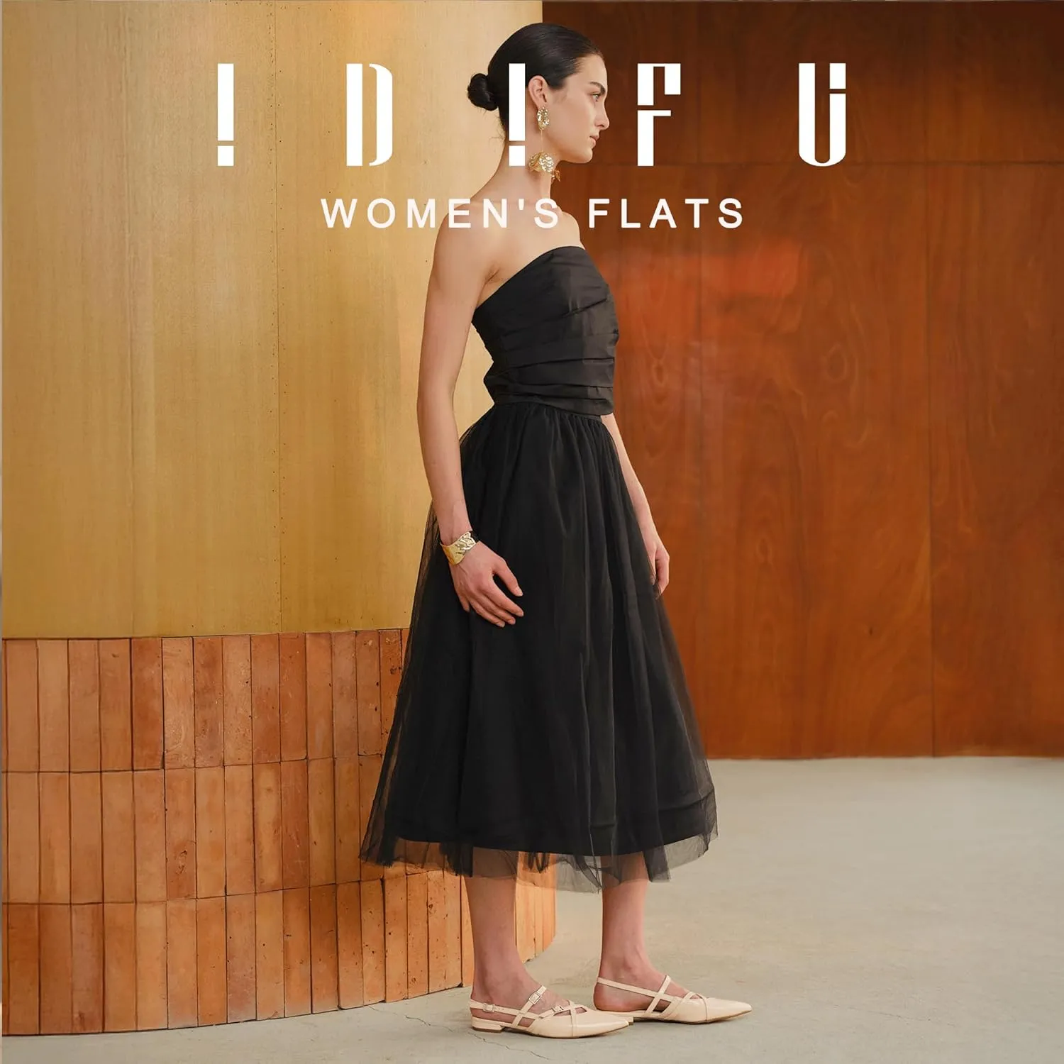 IDIFU Slingback Flats for Women Closed Pointed Toe Strappy Buckle Dress Shoes Wedding Prom Bridal Work Office Casual Formal Ladies Flats Comfortable Fashion Trendy Dressy Crisscross Flat Shoes