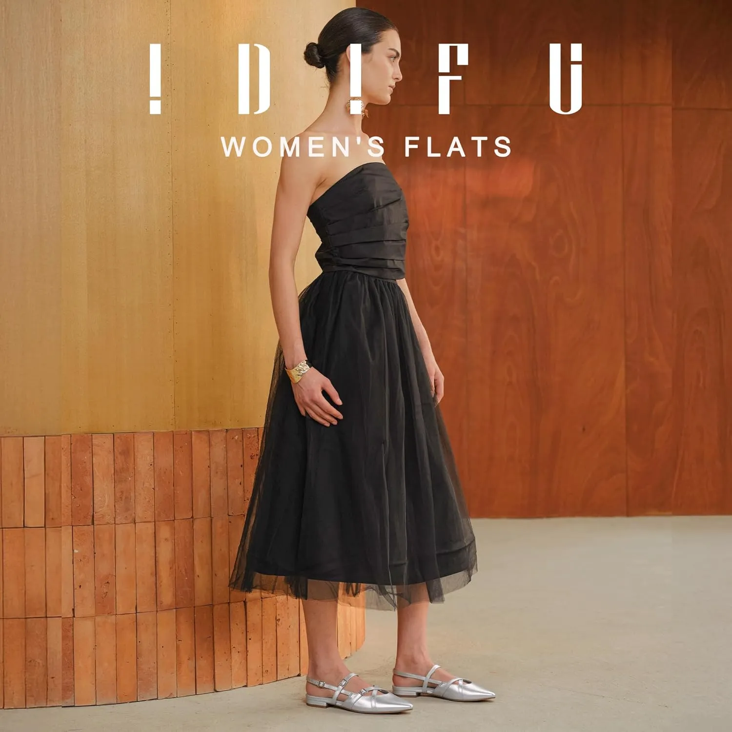 IDIFU Slingback Flats for Women Closed Pointed Toe Strappy Buckle Dress Shoes Wedding Prom Bridal Work Office Casual Formal Ladies Flats Comfortable Fashion Trendy Dressy Crisscross Flat Shoes