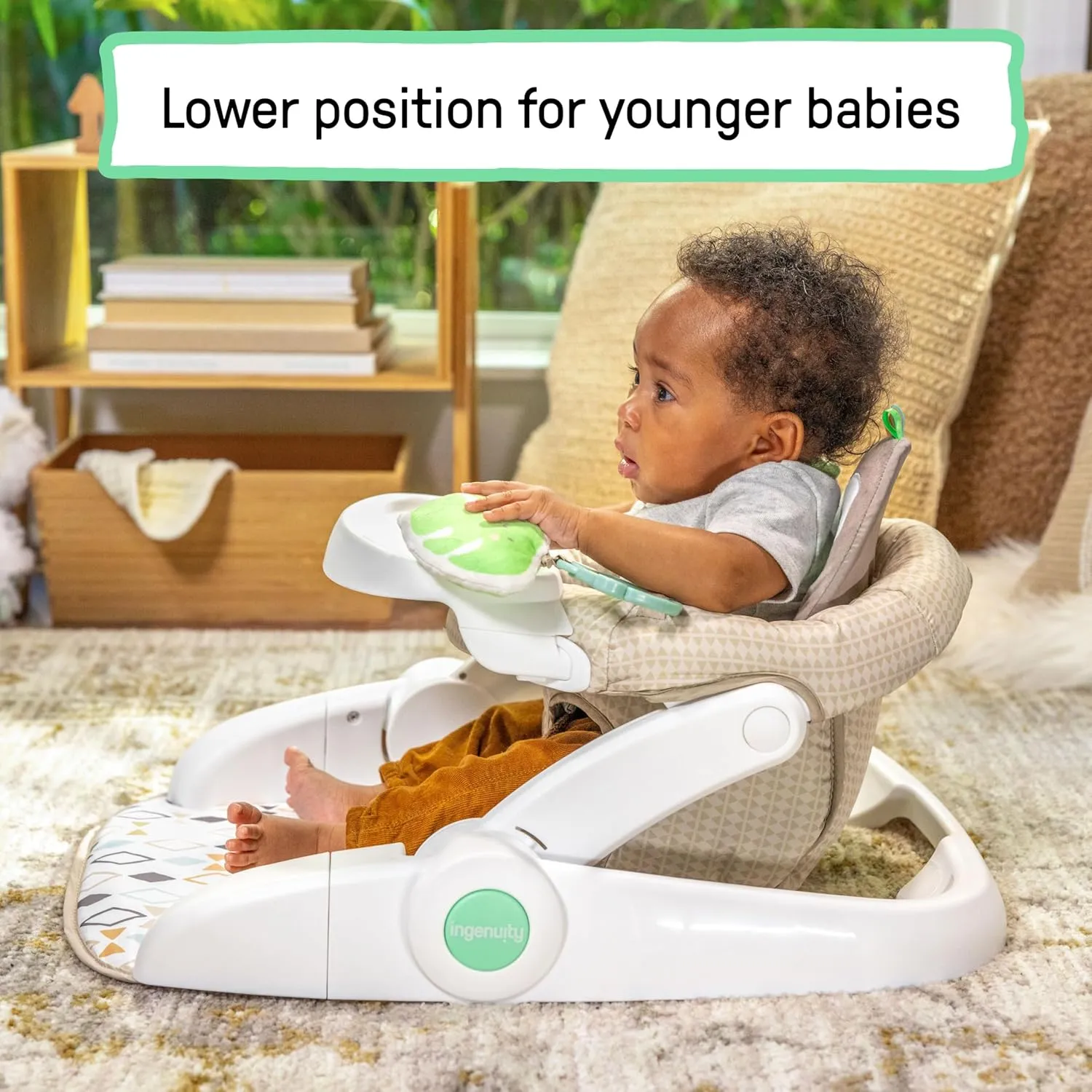 Ingenuity Prop Spot Learn-to-Sit Floor Seat for Baby, Removable Tray, 2 Linkable Toys, Tummy Time Mat, Unisex, for Ages 4-12 Months - Loni