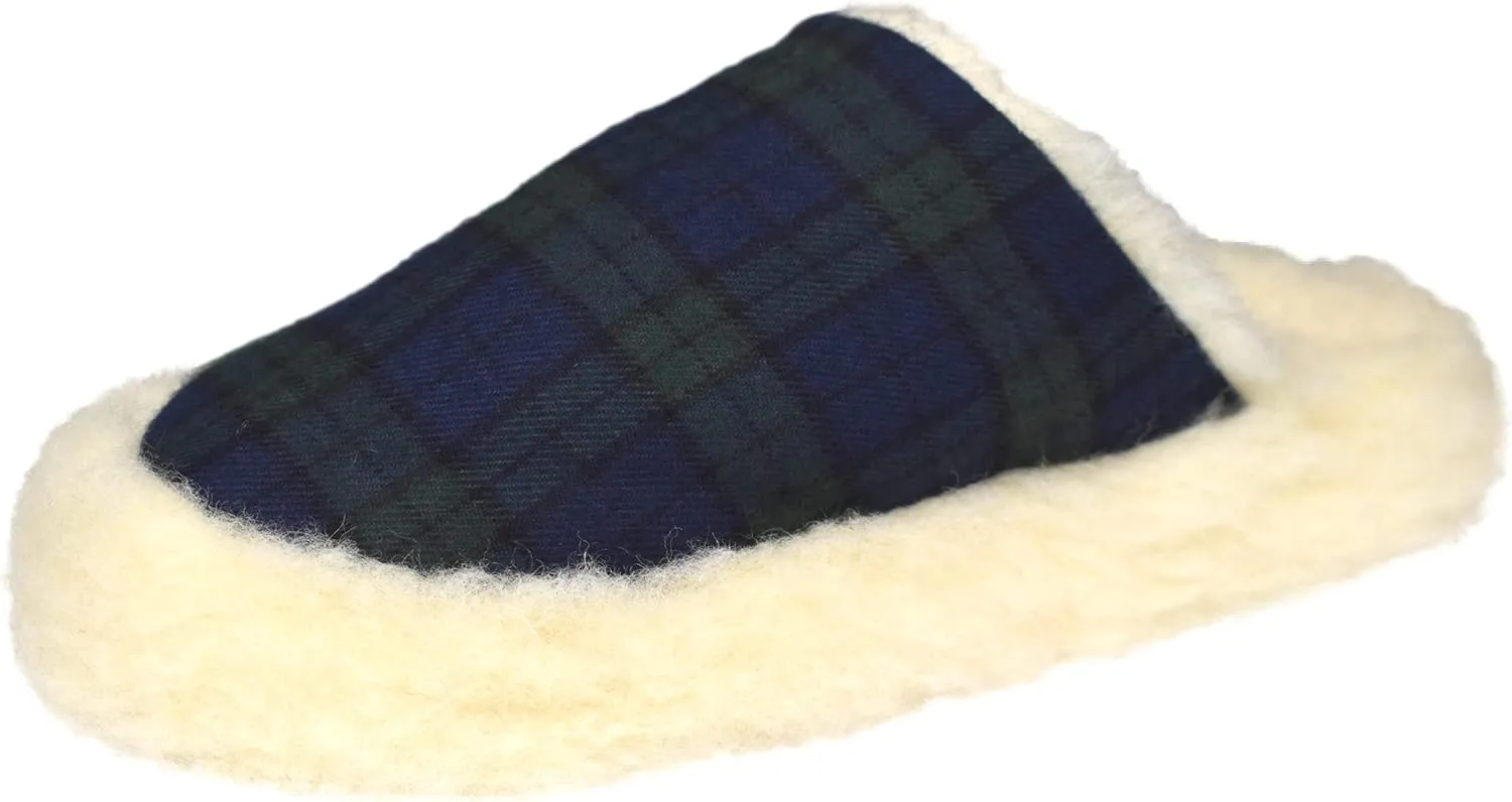 Irish Flannel Slippers, Tartan Fluffy Wool Winter House Shoes, Made in Ireland