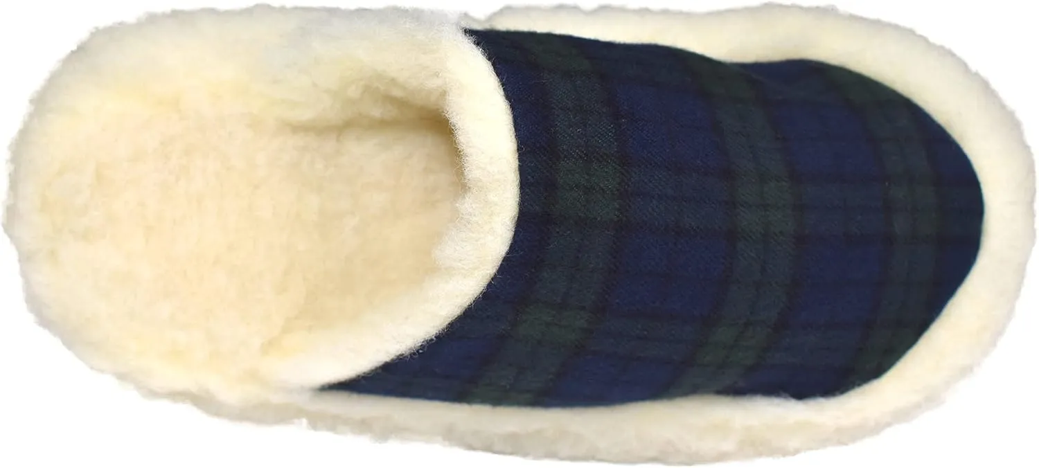 Irish Flannel Slippers, Tartan Fluffy Wool Winter House Shoes, Made in Ireland