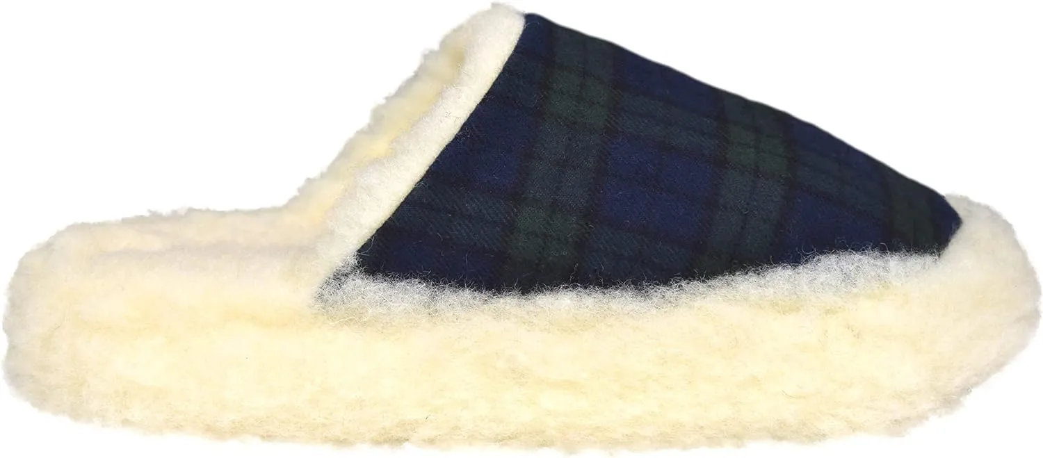 Irish Flannel Slippers, Tartan Fluffy Wool Winter House Shoes, Made in Ireland