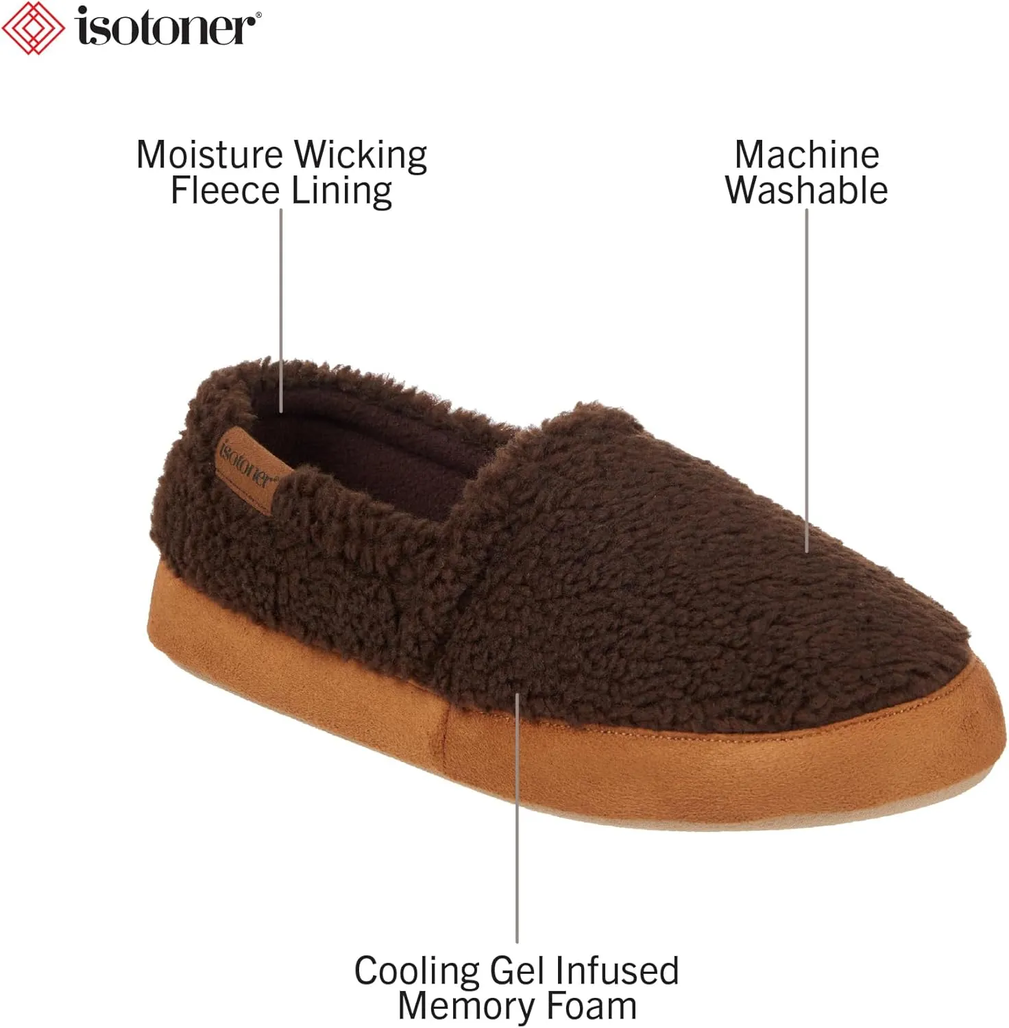 isotoner Men's Berber Aspen Closed Back Slippers