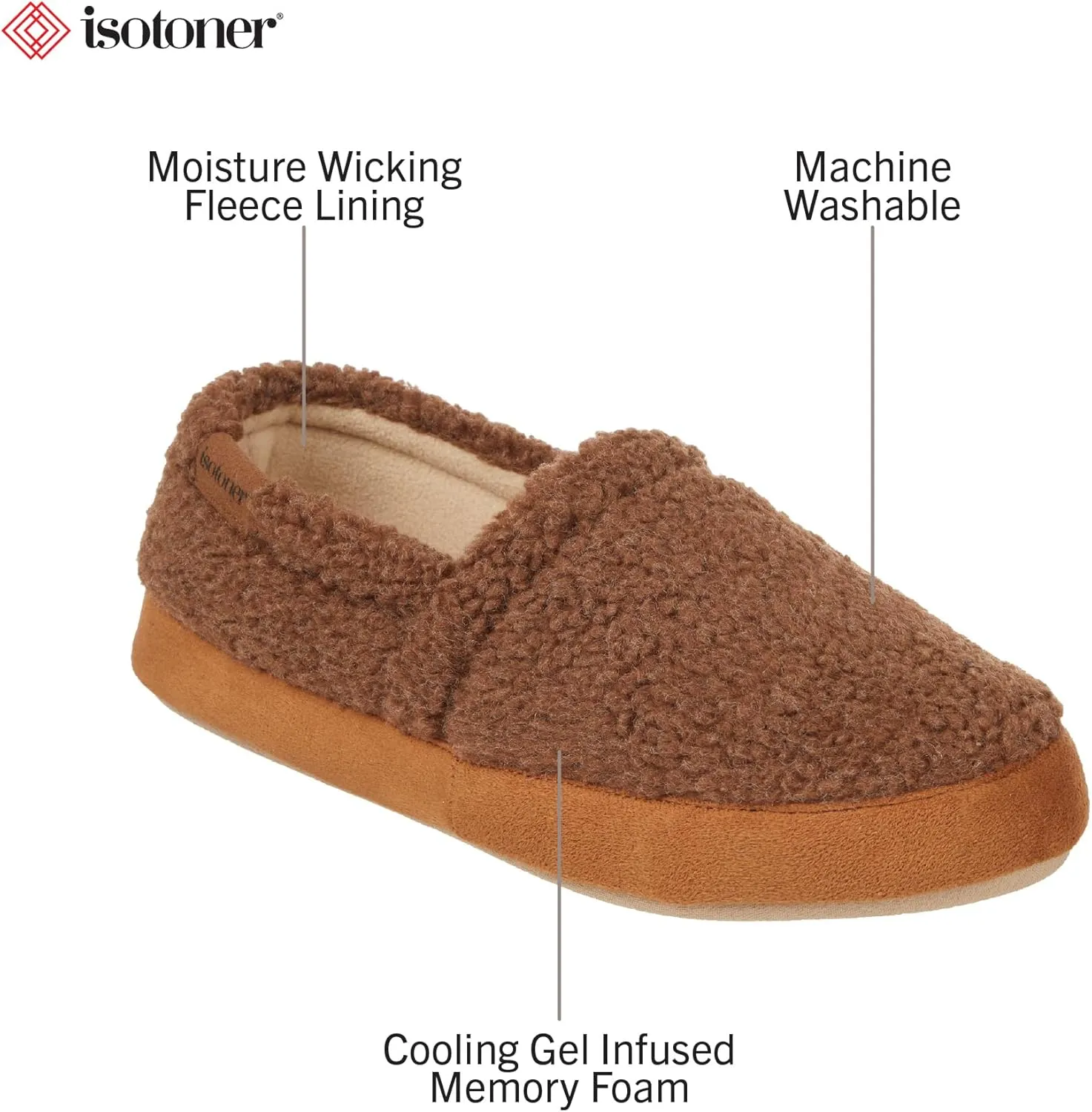 isotoner Men's Berber Aspen Closed Back Slippers